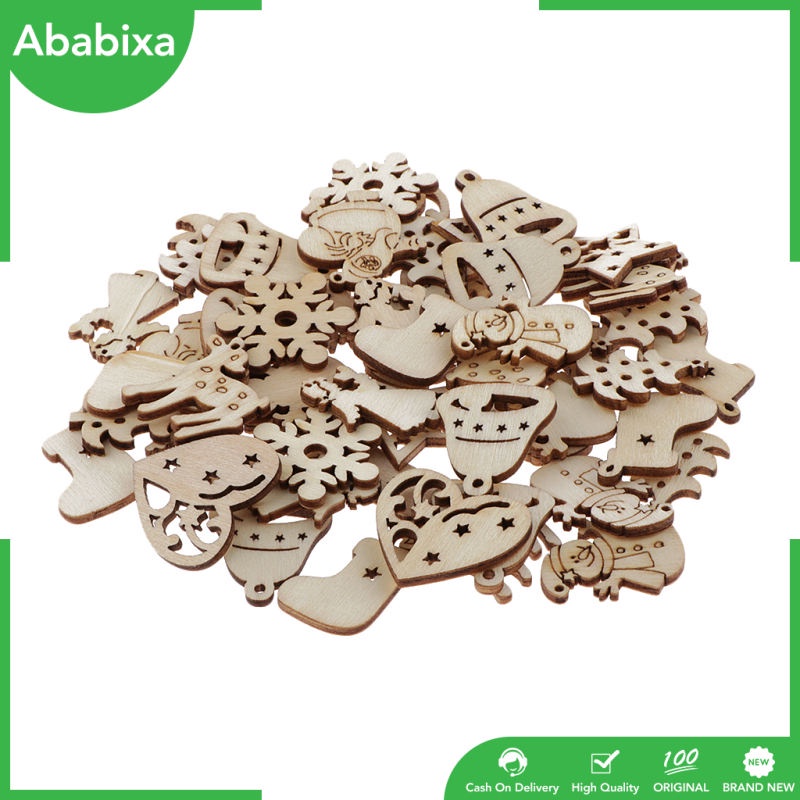 Set 50 Miếng Gỗ Dùng Trang Trí Chủ Đề Giáng Sinh DIY