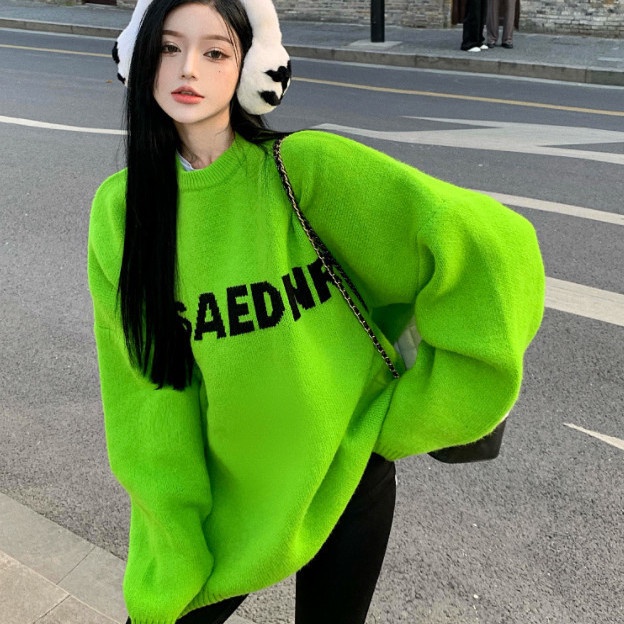 Áo sweater dáng rộng phiên bản Hàn Quốc khí chất hoài cổ cho nữ