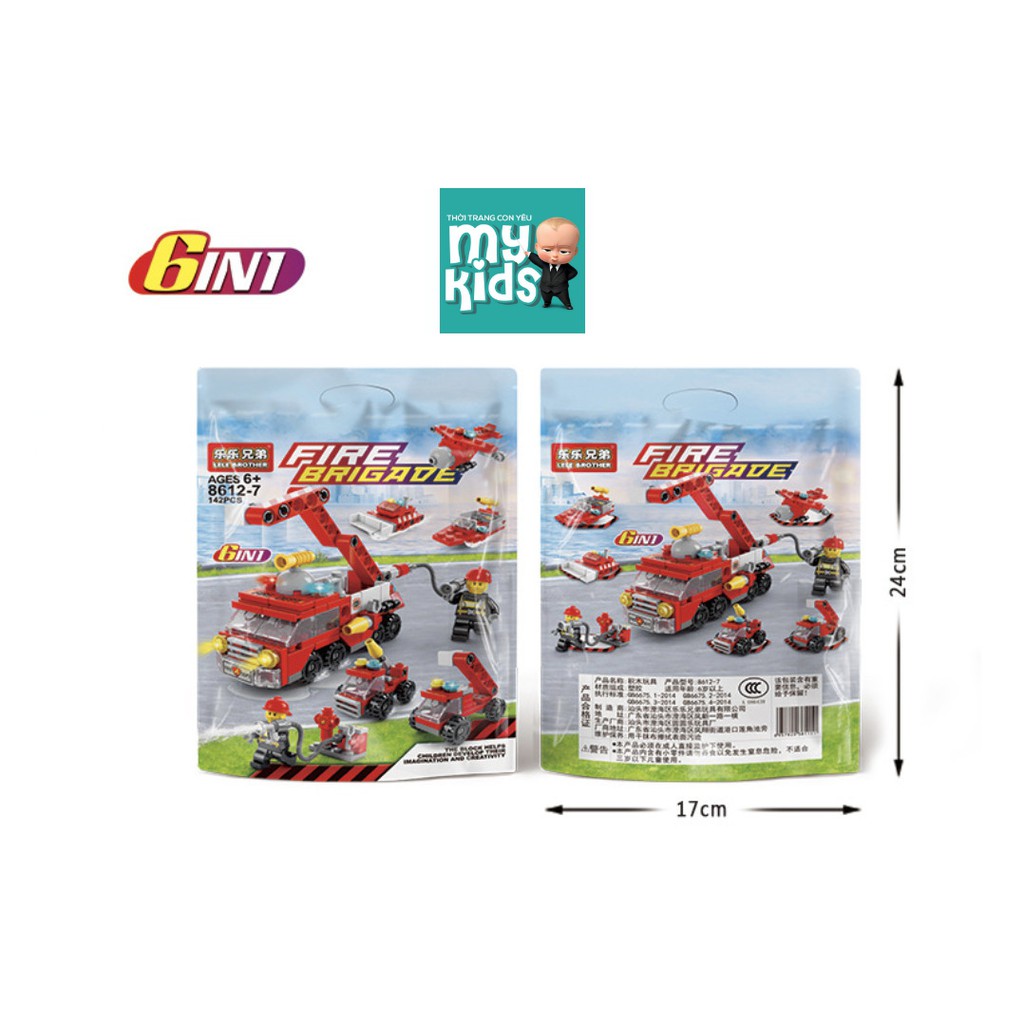 Bộ đồ chơi mô hình lắp ráp KIỂU LEGO XE CỨU HOẢ 6 IN 1 (142 Chi tiết) (6 KIỂU LẮP TRONG 1 HỘP SẢN PHẨM)