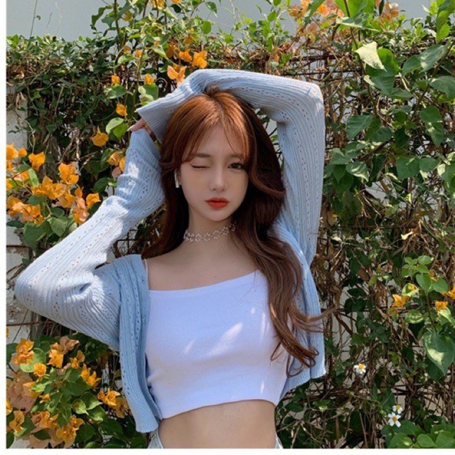 Áo hai dây sợi bún croptop đa năng siêu co giãn [Chất dày dặn hình tự chụp]