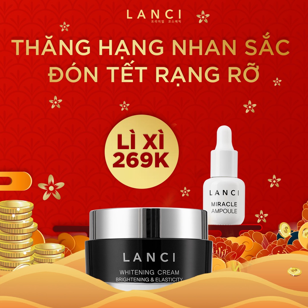 Kem Dưỡng Trắng Da Hàn Quốc LANCI Chiết Xuất Bột Ngọc Trai Làm Da Tươi Sáng Tức Thì Whitening Cream 50ml