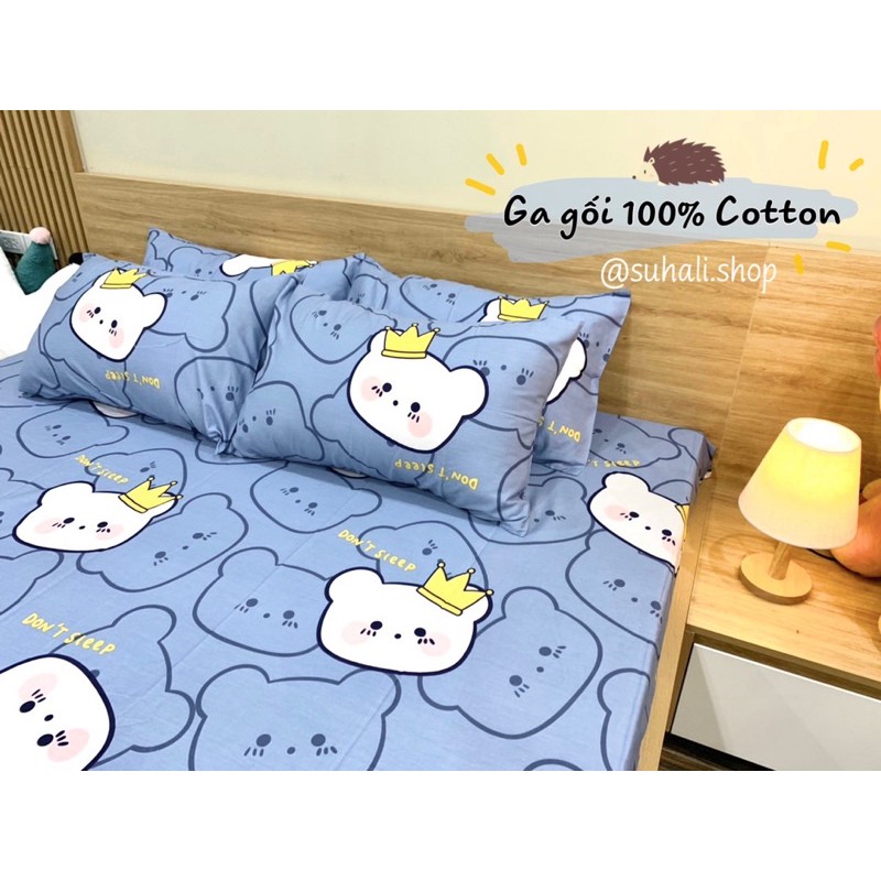 GA GỐI COTTON - Set 3 món ko có vỏ chăn - bộ Gối + Ga giường