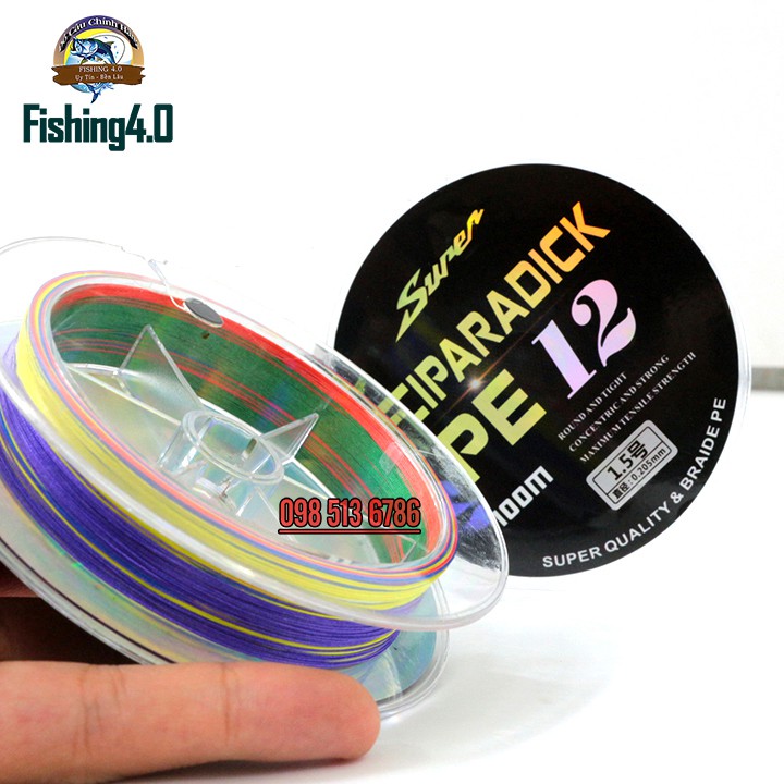 Dây dù câu cá PE X12 FCIPARADICK (12 Lõi )100m Chuyên Lure Lục xa bờ.[Fishing4.0]