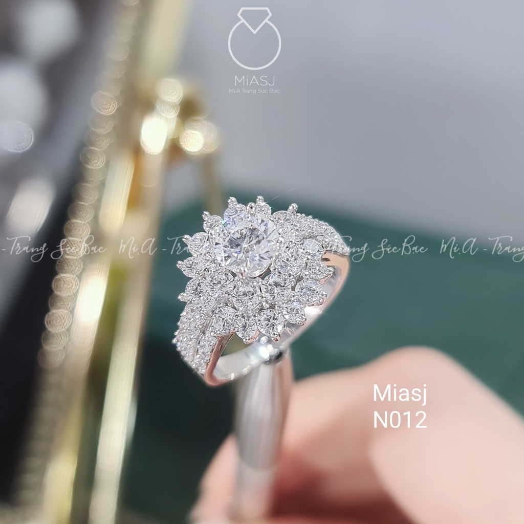 Nhẫn bạc Ý S925 nữ MiASJ N012 hình cánh hoa đính đá cao cấp, sang trọng