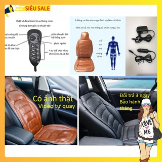 [Nệm] Đệm ghế massage toàn thân hàng siêu cấp xoa bóp 9 điểm có sưởi ấm ( Dùng được trên ô tô và mọi vị trí ngồi )