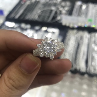 nhẫn ổ kim bạc ta hoa tuyết tặng hộp cao cấp