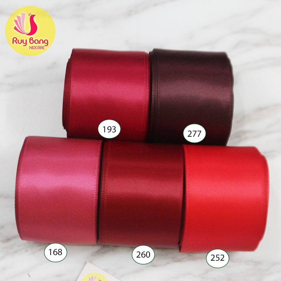 [Mã SKAMLTSM9 giảm 10% đơn 99K] Ruy băng satin 2 mặt sz 38mm rb lụa chuyên dụng làm nơ và hoa vải handmade tone đỏ