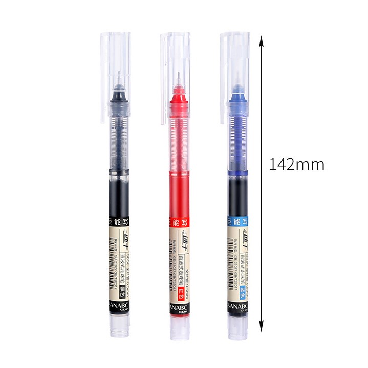 Bút bi nước gel đầu kim 0.5mm ba màu đen đỏ xanh mực nhiều gấp ba lần bút thông thường