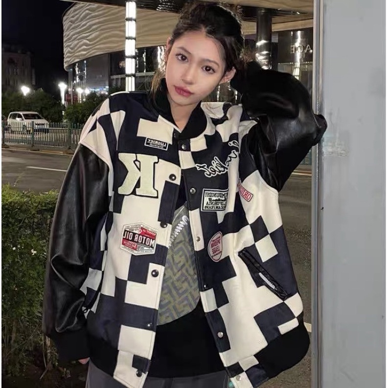 Áo Khoác Bóng Chày Varsity Jacket Dạ Nỉ Tay Da K