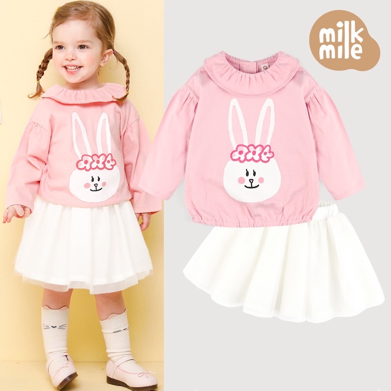 Set Milkmile áo thỏ hồng chân váy