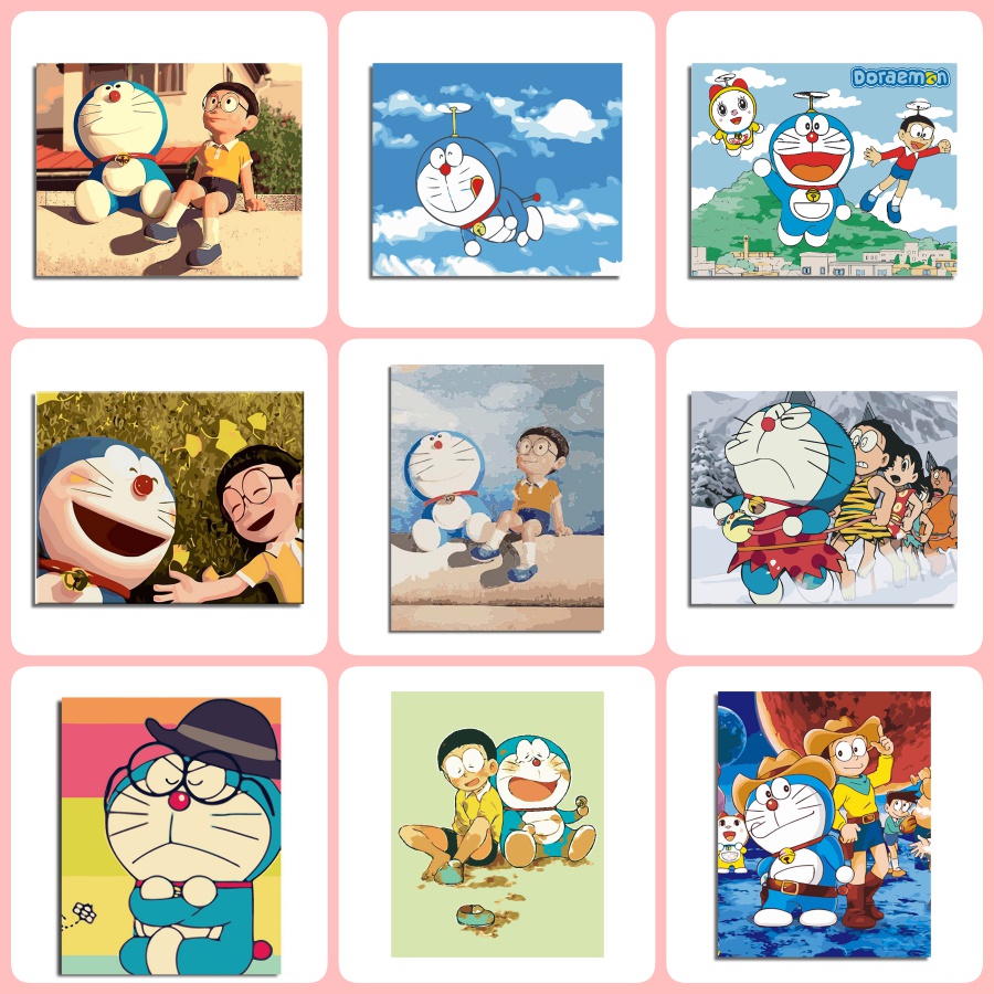 Bộ Tranh Sơn Dầu 40x50cm Tự Làm Hình Doraemon