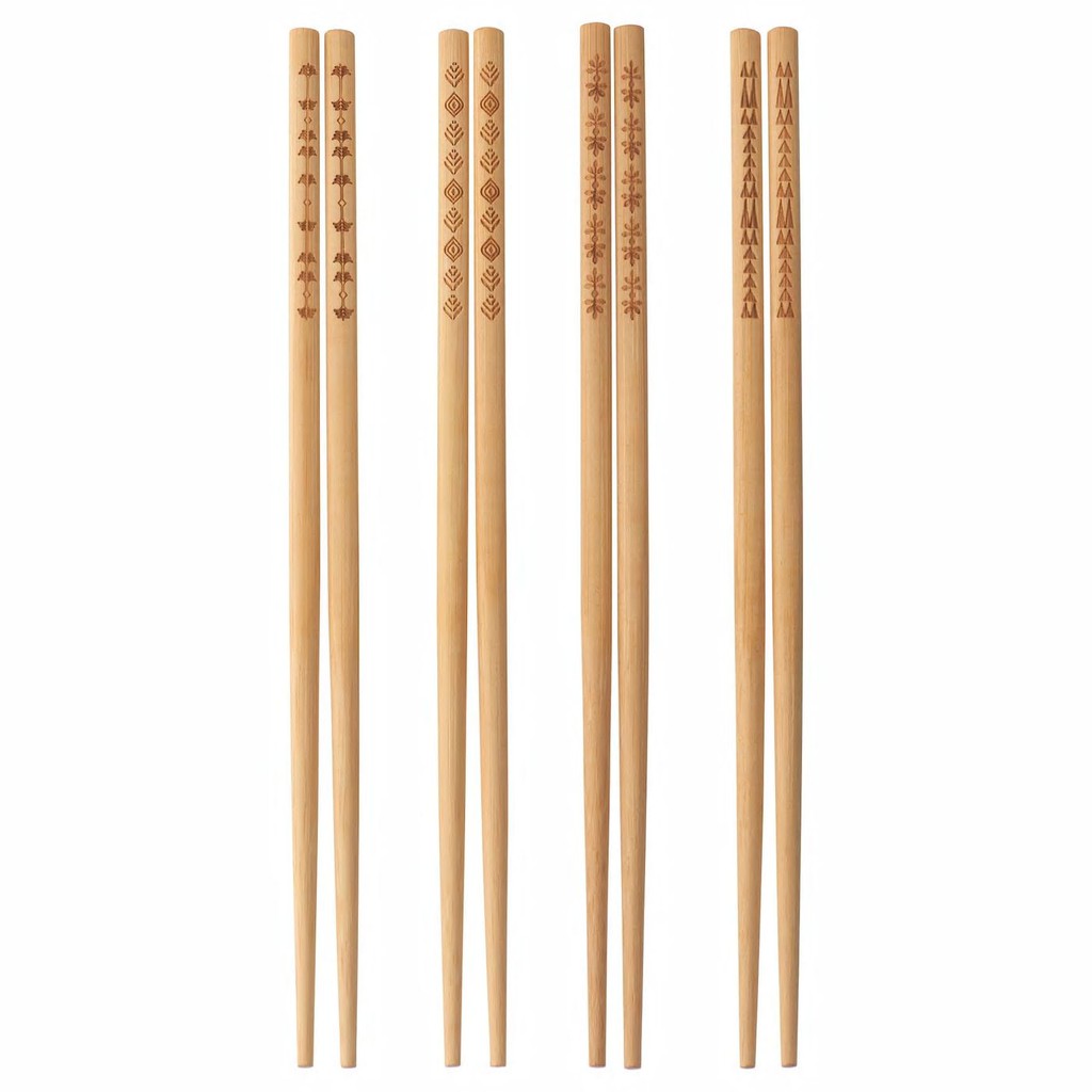 Bộ 4 đôi đũa tre khắc hình cao cấp Trebent IKEA
