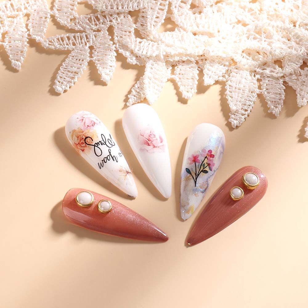 Miếng Dán Trang Trí Móng Tay Hình Lá Và Bướm 3D Sáng Tạo