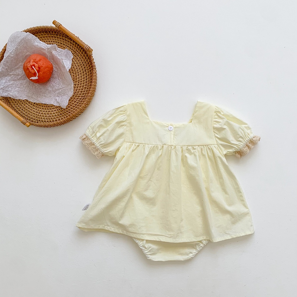 Áo Liền Quần In Hoa Cho Bé Gái Sơ Sinh