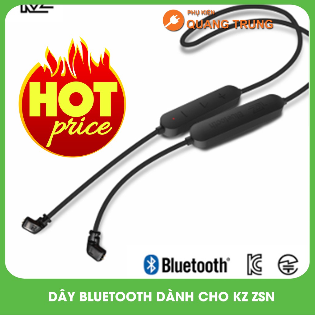 Dây bluetooth thế hệ mới dành cho tai nghe kz zsn,zsx,zs20pro,as12,as16,2 pin ,kháng nước,aptx