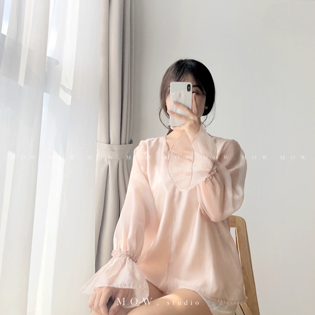 [Mã WARN3099 giảm 15% đơn 99k] Áo Sơ mi Lụa Tơ Nhật Bản (Midori Top) made by Mow studio