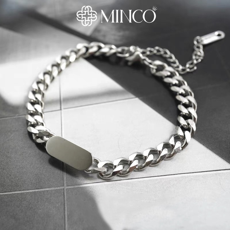 Lắc Tay Nam Square Minco Accessories Vòng Tay Unisex Thời Trang Basic Cho Cả Nam Và Nữ Màu Bạc Lt17