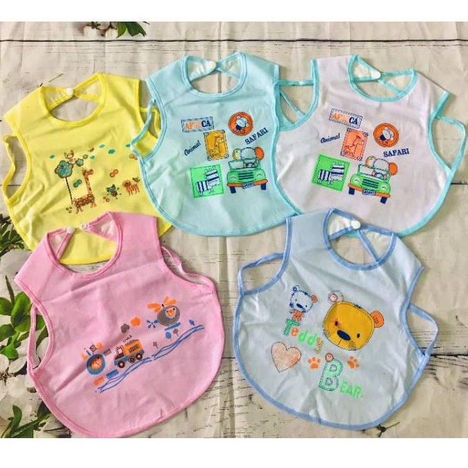 Yếm cotton chống thấm xỏ tay loại to cúc bấm loại to