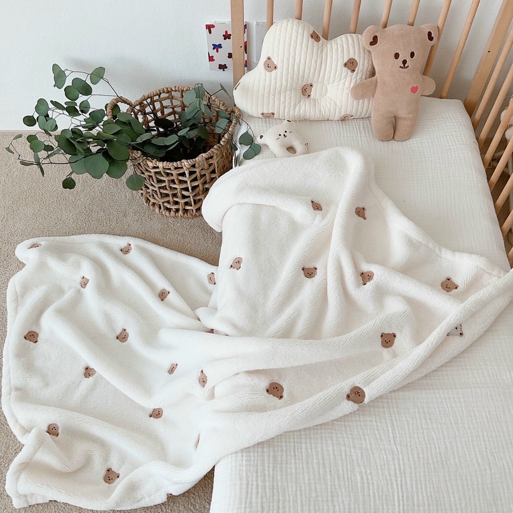 Chăn lông tuyết cho bé phong cách Hàn Quốc kích thước 85x130cm Chăn xuất Hàn siêu nhẹ, mềm mại, ấm áp