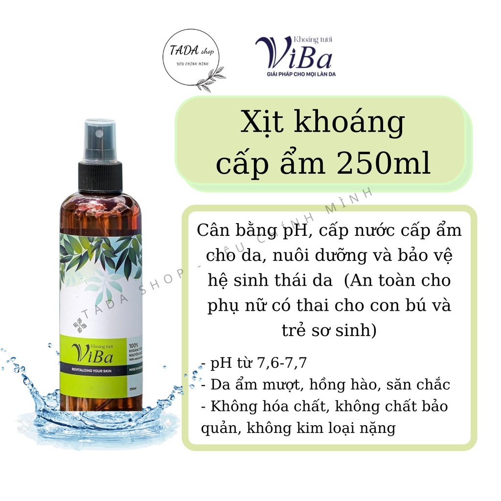 Xịt khoáng tươi VIBA 250ml cấp, dưỡng ẩm, kiềm dầu, khóa trang điểm - TADA shop