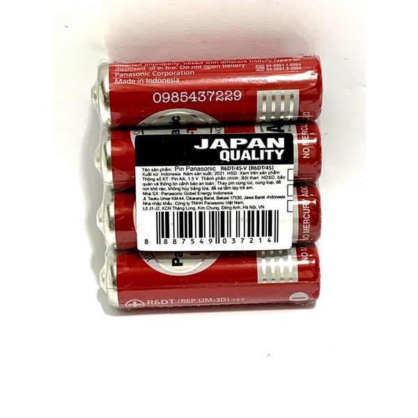 Pin AA Panasonic Cacbon, Pin tiểu R06DT/4S