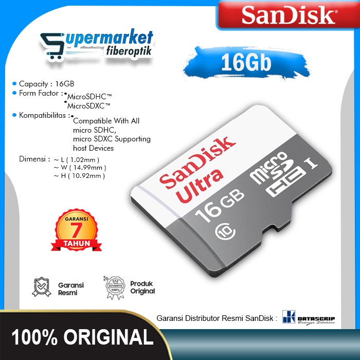 Thẻ nhớ Sandisk Ultra 16GB Class10 80Mb/s 16GB SDHC Microsd cho điện thoại