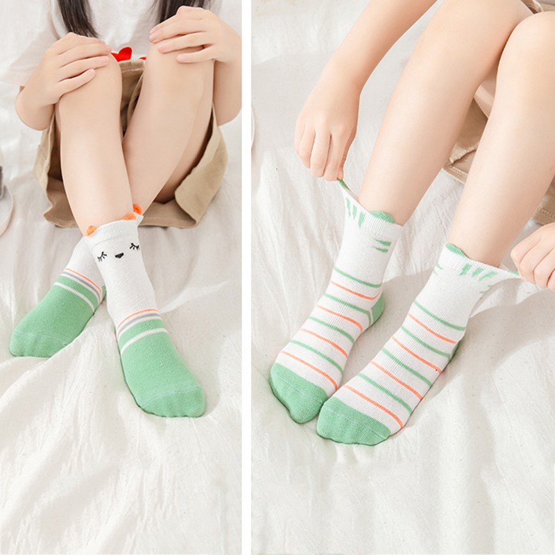 Set 5 đôi vớ cotton in hoạt hình thời trang cho bé trai gái