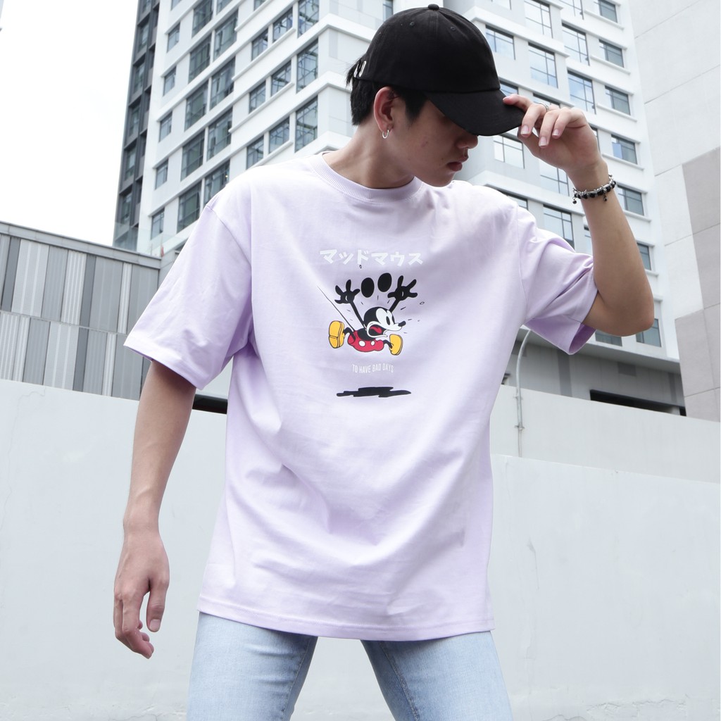 Áo Thun Mickey Màu Tím Chất Liệu Cotton Thoáng Mát