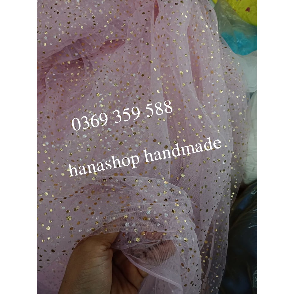 Vải Voan Lưới Kim Tuyến May Váy