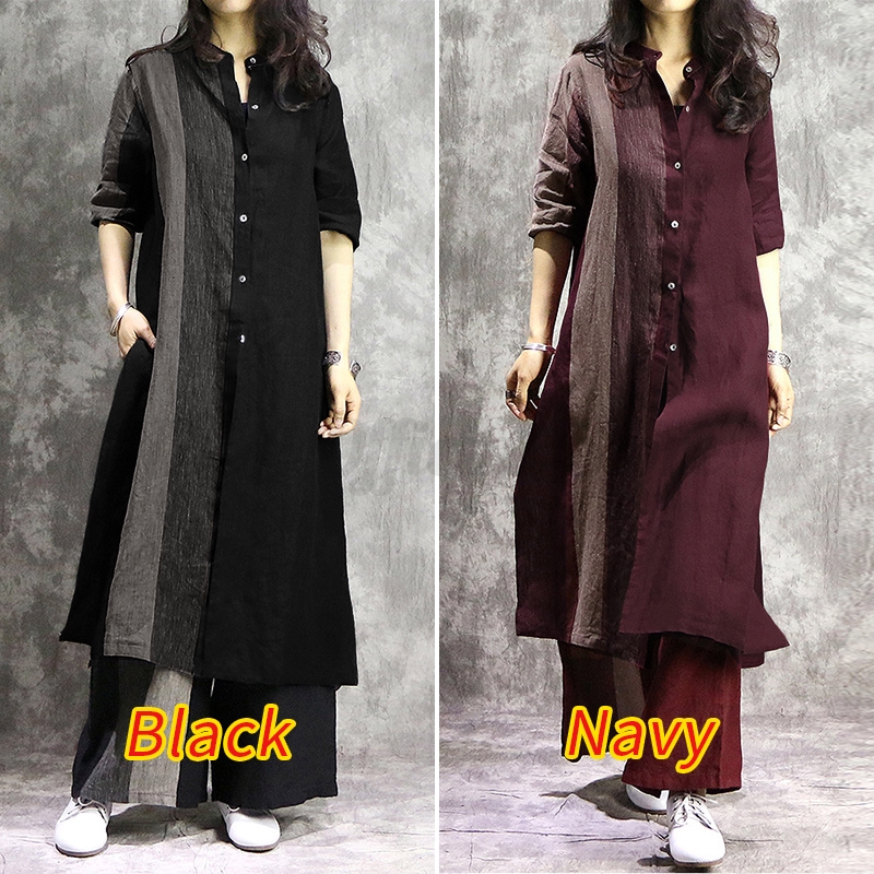 Áo Nữ ZANZEA Tay Dài Phối Màu Thời Trang Vintage