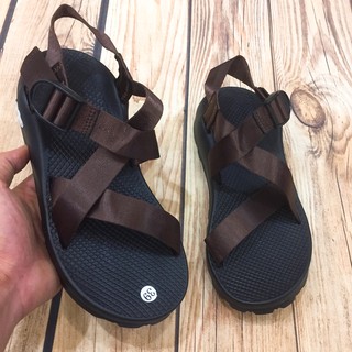 Dép quai hậu chaco đế đen êm không nún dây nâu bóng( chất store)