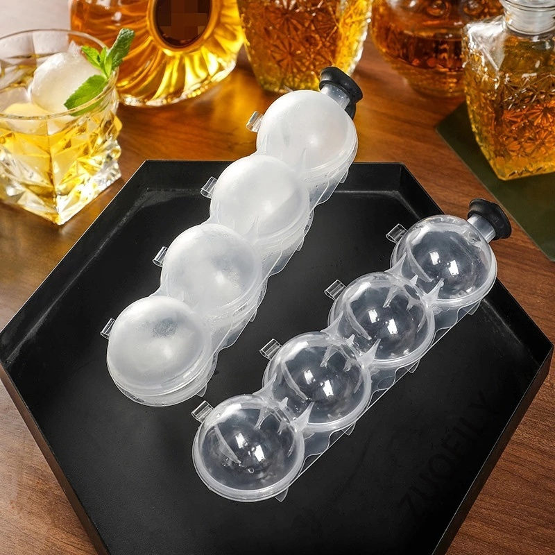 Khuôn Làm Đá Bi 4 Ngăn Hình Tròn Bằng Nhựa Trong Suốt 23 * 5.5CM