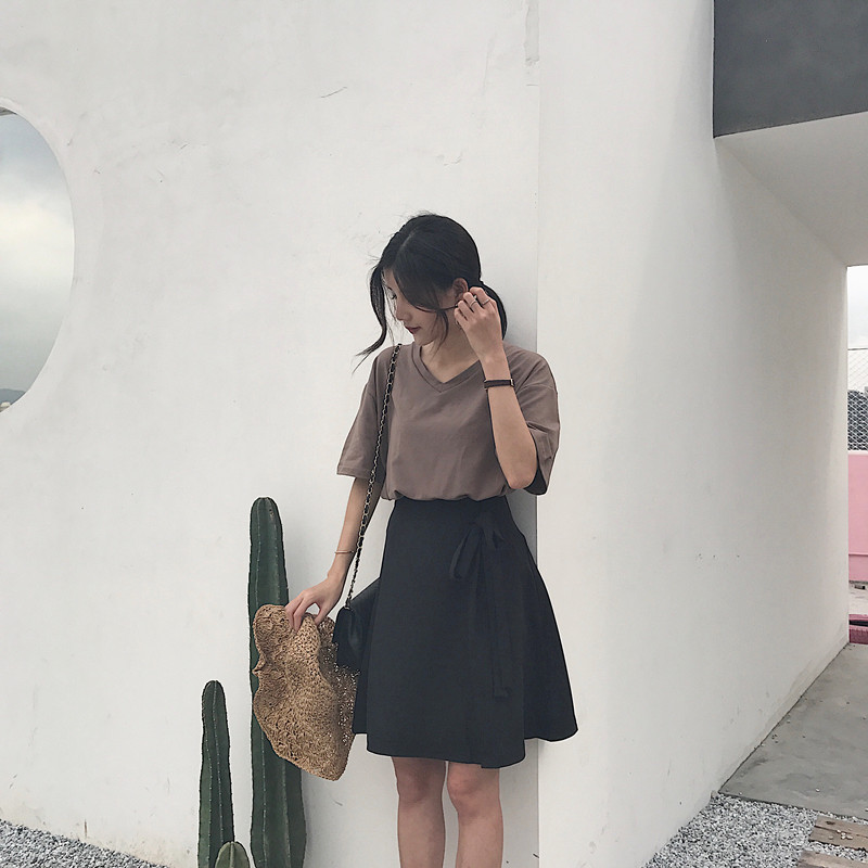 Chân Váy Chữ A Xiaozhainv Thiết Kế Cột Nơ Phong Cách Ulzzang Hàn Quốc 4 Màu Tùy Chọn | BigBuy360 - bigbuy360.vn