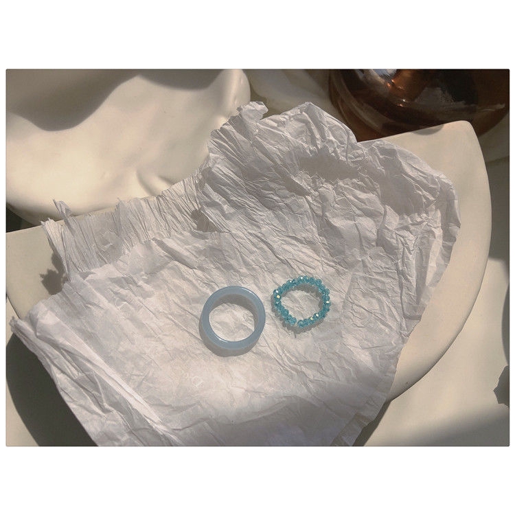 Set Nhẫn Hai Lớp Đính Hạt Nhựa Resin Màu Sắc Tươi Tắn Thời Trang 22434