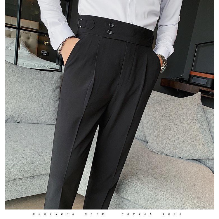 Quần âu Sidetab baggy nam cạp cao Premium, Quần vải Tuyết mưa, thoáng mát, không bai, không nhàu, dễ mặc đi làm, đi học