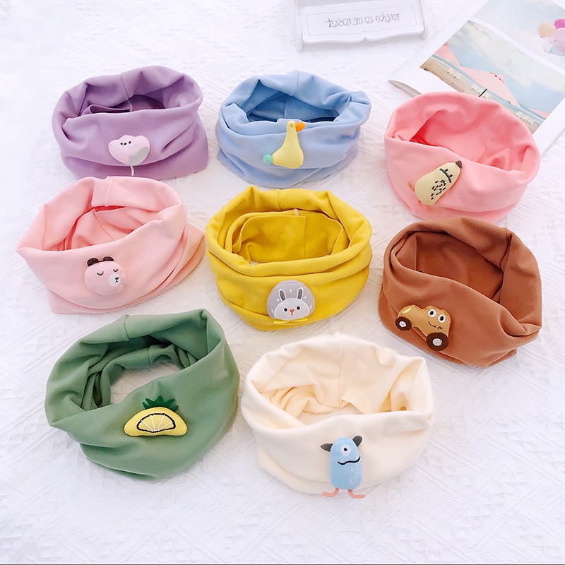 Khăn Choàng Cotton Dày Mềm Mại In Họa Tiết Hoạt Hình Dễ Thương Giữ Ấm Mùa Thu Đông Cho Bé Sơ Sinh