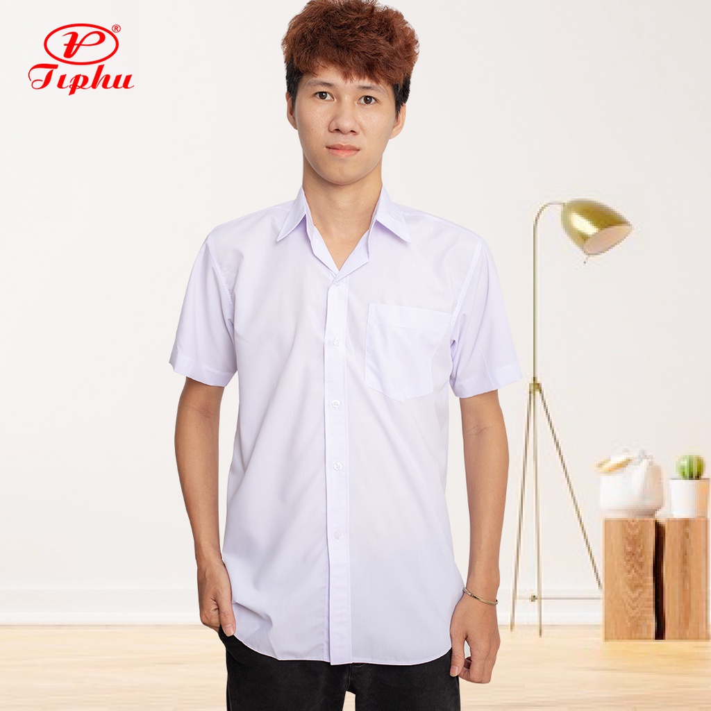 Áo trắng học sinh nam tay ngắn, đồng phục đi học cho bé trai từ 20-95 kg, vải KT Silk mềm mướt