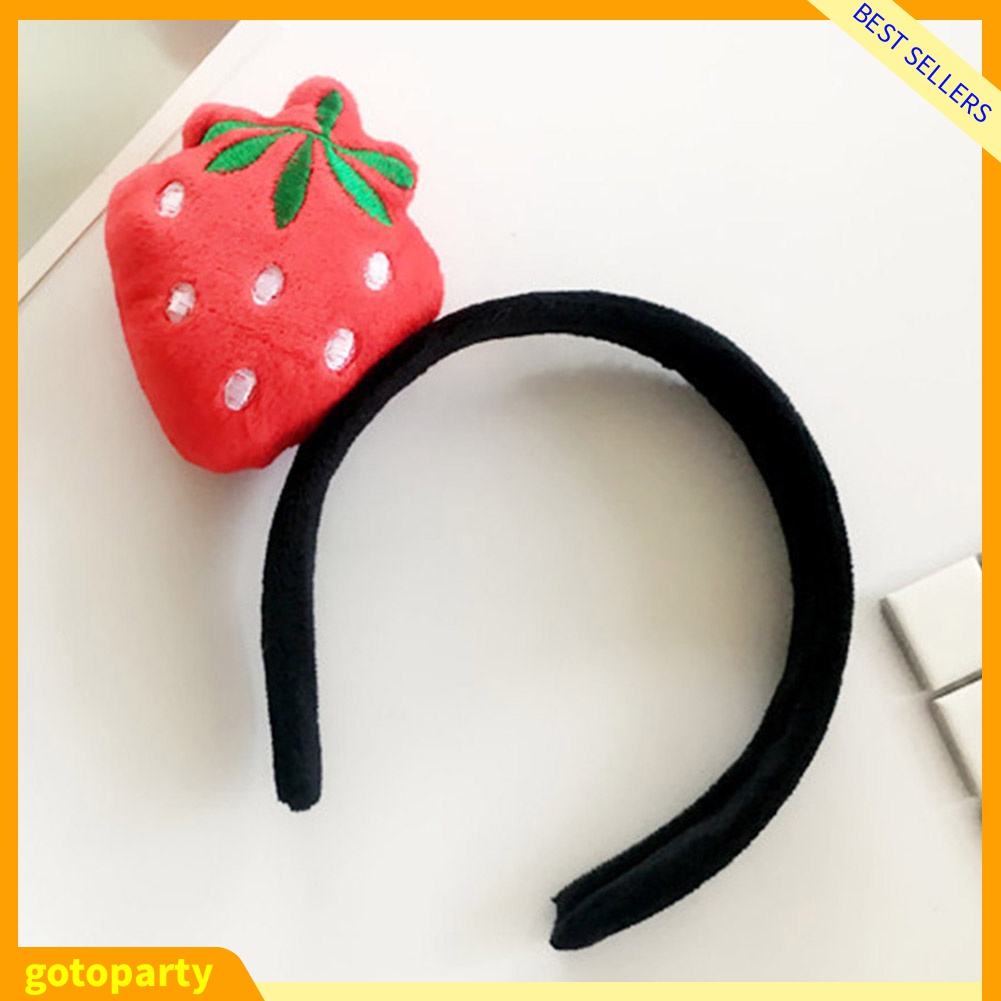 Băng Đô Cài Tóc Phủ Lông Họa Tiết Dưa Hấu / Dâu Tây Dễ Thương Cho Bé Gái