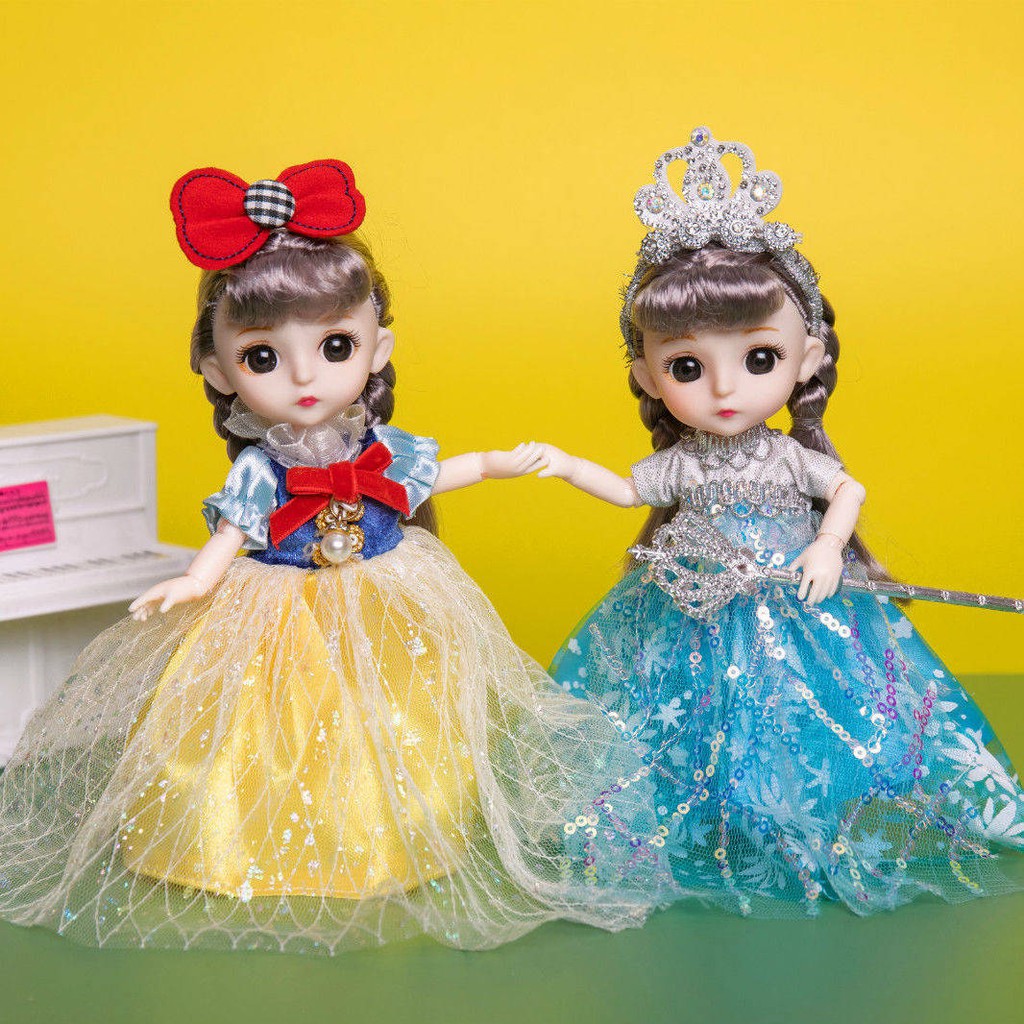 Búp bê barbie đồ chơi cô gái trao đổi phù hợp 17cm trắng tuyết mô phỏng công chúa trẻ em kèn quà sinh nhật