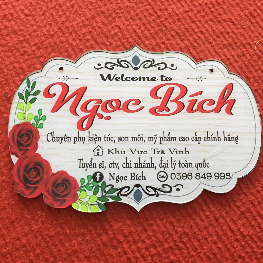 Bảng hiệu mica thiết kế hoa văn xinh - Dành cho shop online - Free thiết kế - in nội dung theo yêu cầu