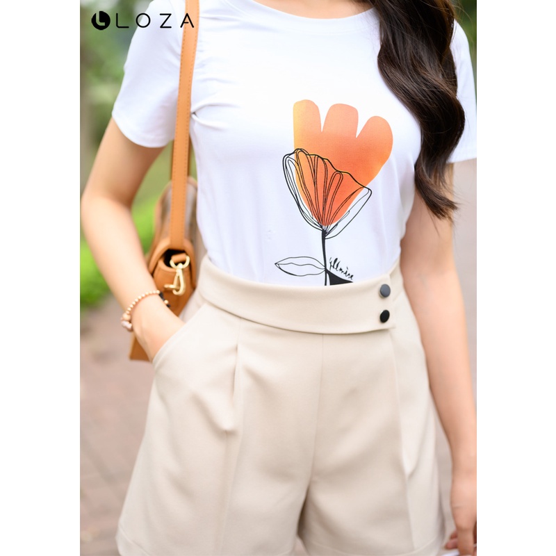Áo phông nữ LOZA in hình bông hoa siêu mát - PT04116