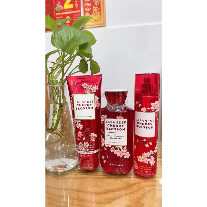(BILL US) - BỘ SẢN PHẨM TẮM DƯỠNG THỂ VÀ XỊT THƠM - JAPANESE CHERRY BLOSSOM - BBW - BATH & BODY WORKS