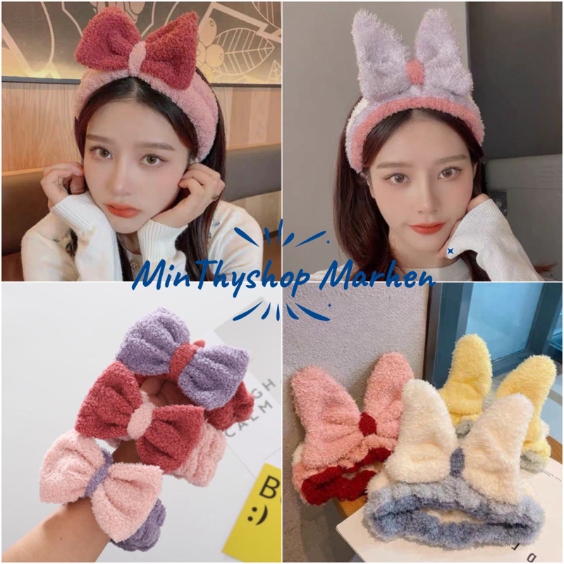 (Nhiều mẫu) Băng đô cài tóc rửa mặt trang điểm, turban phối nơ, bờm búi tóc mái Hàn Quốc phụ kiện tóc nam nữ bé gái