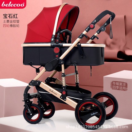 Xe đẩy đi bộ KIDVIET-PRO Belecoo 535Q3-449 cho bé 2 chiều 3 tư thế, nôi tháo rời có giảm sóc