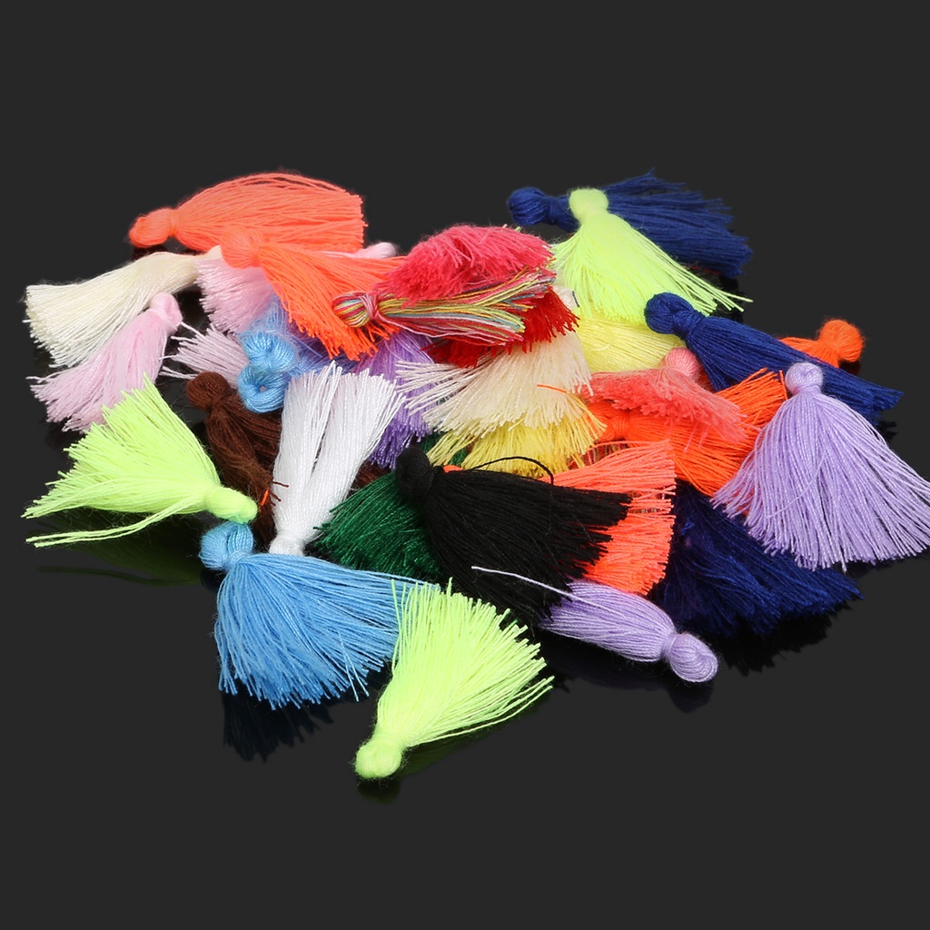 Bộ 50 Dây Tua Rua Cotton Mini 27mm Dùng Làm Đồ Trang Sức