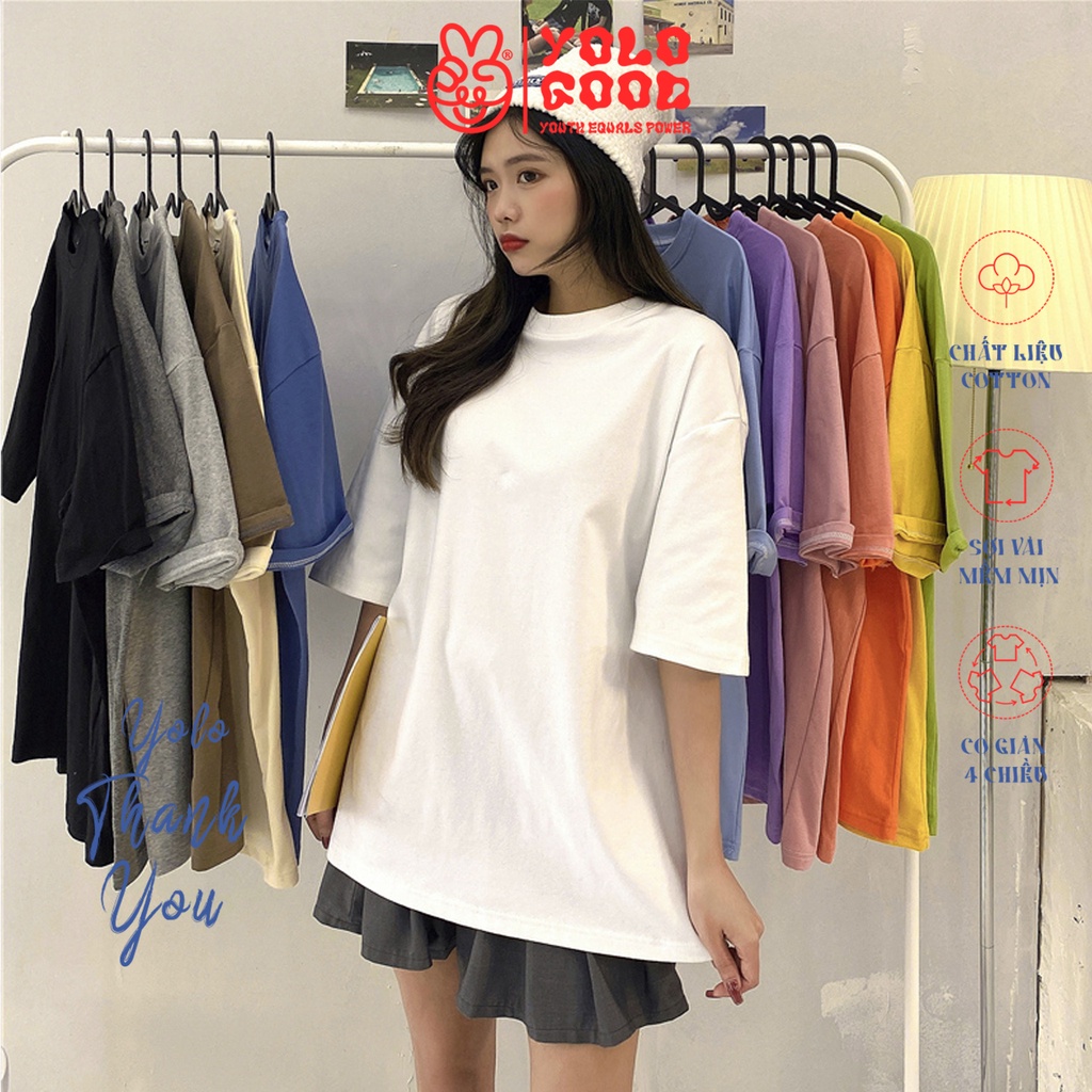 Áo thun tay lỡ trơn  Basic Tee  phông Unisex nam nữ tee oversize form rộng pull Ulzzang Streetwear Hàn Quốc vải mềm