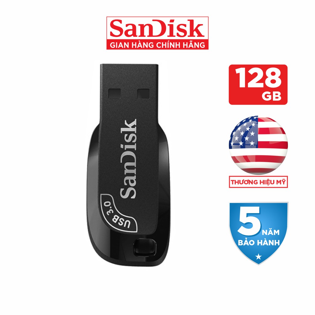 USB SanDisk Ultra Shift CZ410 128GB USB 3.0 - SDCZ410-128G-G46 - Đỏ - Hàng Phân Phối Chính Hãng