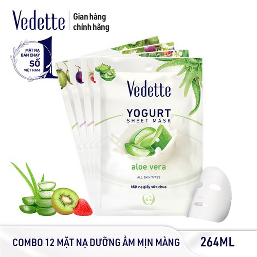 Combo 12 Mặt Nạ Giấy Vedette Dưỡng Ẩm Mịn Màng