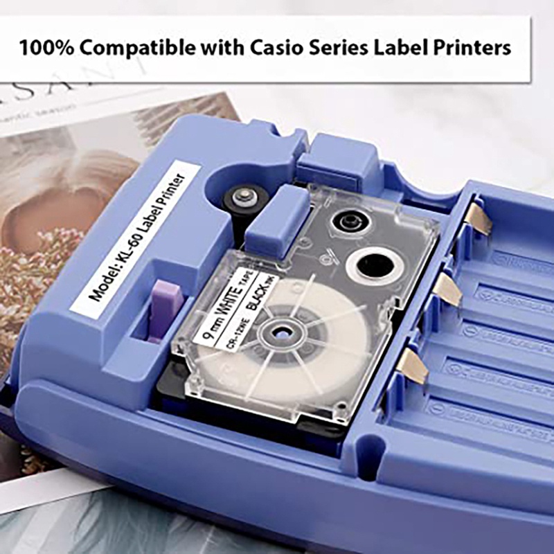 Bộ 6 Nhãn Dán 9mm Cho Máy In CASIO KL-120 KL-E300 KL-60 KL-100 KL750B KL820 KL750 KL7200