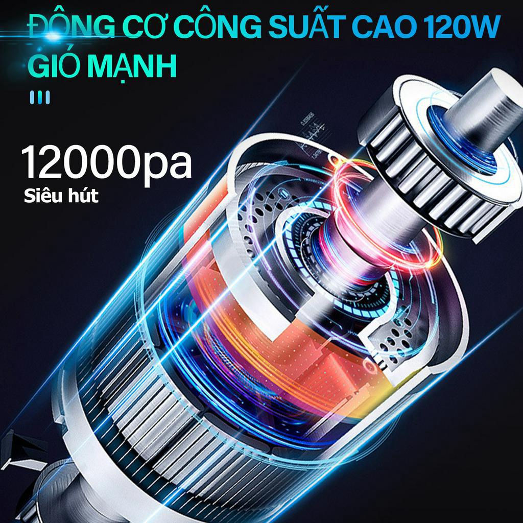 Máy hút bụi cầm tay không dây siêu tiện lợi, Máy hút bụi mini xe ô tô, giường nệm lông chó mèo đa chức năng 9000PA